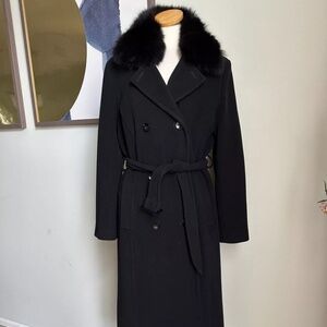 Marvin Richards Long Womens Wool Cashmere Coat Fox Fur Color sz 14P